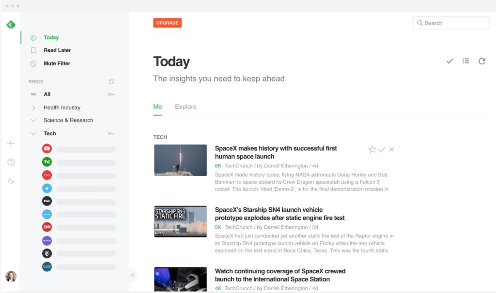 feedly for curated content